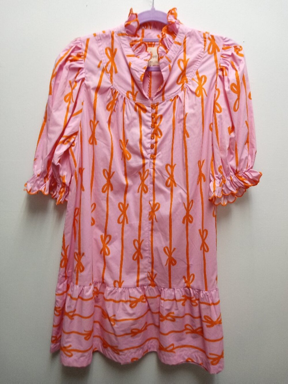 Umgee dress pink with orange ribbon and bows